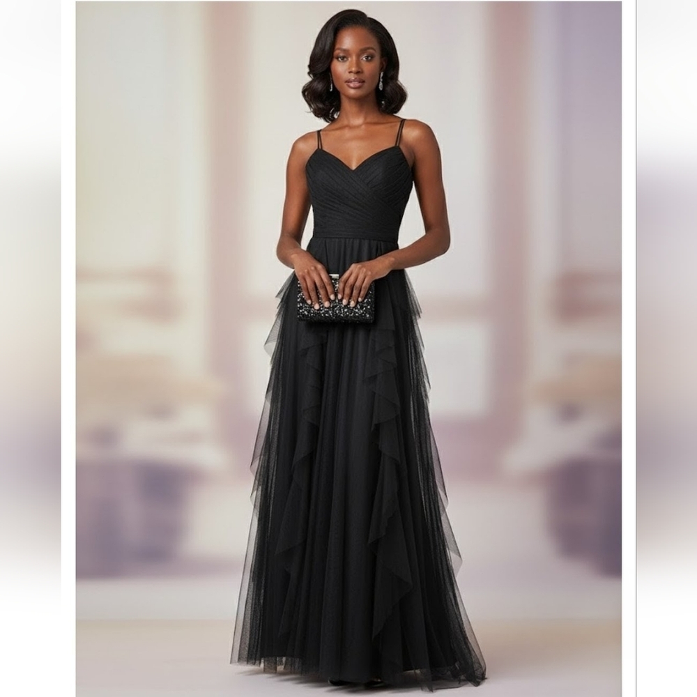 Wtoo Black Whimsygoth Sheer Layered Fairygoth Bridesmaid Opera Aesthetic Dress